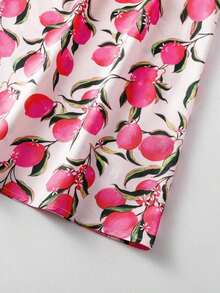 Vestido casual de mujer con estampado de limón sin mangas para vacaciones - Rosa Fucsia - Ver 3