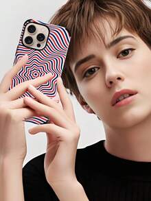 Wave Ripples 1pc Artistic Visual Illusion Wave Pattern Shock-Proof Dustproof Handcrafted Soft Protective Case Suitable For Apple 17 Pro Max/16 Pro Max/16 Plus/13 Pro Max/14 Pro Max 13 14 11 12 Pro 11/15 Pro, Galaxy S24 Ultra, With Speaker Hole Design, Suitable As Holiday Gift - Red - View 8