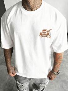 Men's Disney Cars Tow Mater Tee, Retro Racing Print, Loose & Comfortable, Stylish Casual. - 白色 - 查看 2