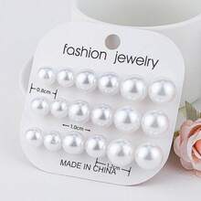 1-9pairs/Set New Arrival Large Faux Pearl Mini Stud Earrings Set - Pearl Earrings - View 3