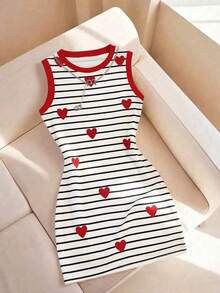 Vestido básico casual de ajuste ceñido con estampado de bloques de color y rayas - Multicolor 6 - Ver 1