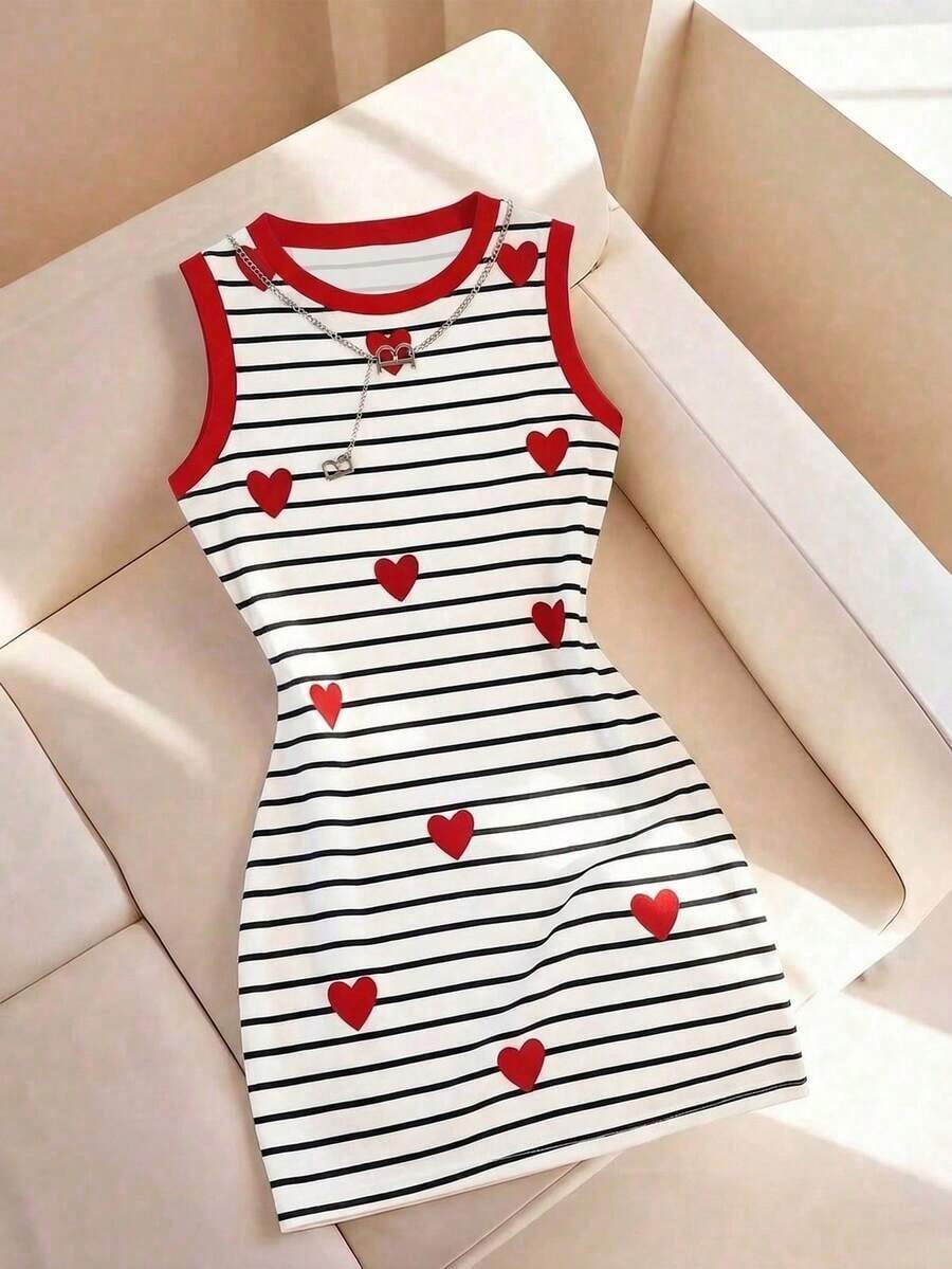 Vestido básico casual de ajuste ceñido con estampado de bloques de color y rayas - Multicolor 6 - Ver 1