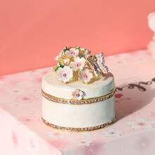 SIQIZHOU 1pc Flower Jewelry Box For Earrings, Necklaces, Rings, Alloy Sakura Decor Round Ring Box, Enamel Crafted Sakura Jewelry Box, Fashion Decor, Birthday Gift - Sakura Jewelry Box - View 12