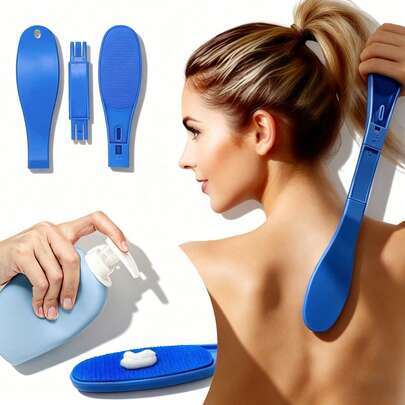 Foldable Back Massager And Lotion Applicator, Self-Tanning Cream/Lotion Brush/Scratching Pad/Bath Brush | Beach Sunscreen Application Assist Tool, Reusable