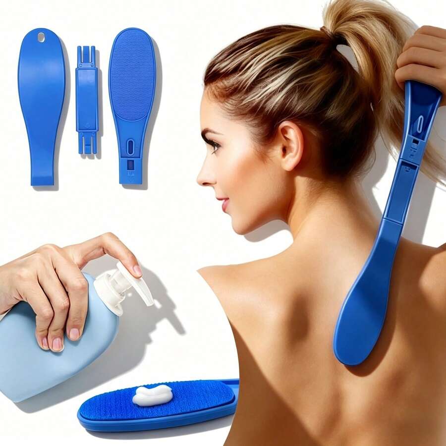 Dụng cụ mát-xa lưng và thoa kem dưỡng da gấp gọn, cọ thoa kem/lotion tự nhuộm da/miếng cọ gãi/cọ tắm | Dụng cụ hỗ trợ thoa kem chống nắng khi đi biển, có thể tái sử dụng. - dụng cụ thoa kem dưỡng da - Xem 1