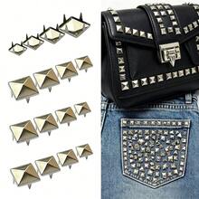 100/320/430pcs 10mm (0.394 Inch) Square Pyramid Silver Punk Rock Decor Handmade 4-Prong Metal Studs Suitable For DIY Leather Rivets, Bags, Clothing, Shoes Metal Square Rivets - A - View 1