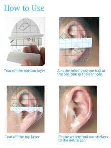 15pcs Waterproof Ear Patches, Ear Protection Stickers, Plastic Waterproof Ear Plugs, Suitable For Swimming, Hair Dyeing, Baking, Oil Absorption, Showering, Hair Washing And Ear Protection - Multiple Styles - View 3