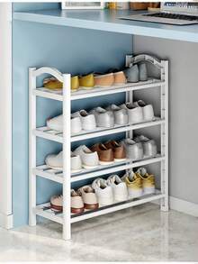 1pc Multi-Layer Multi-Color Expandable Shoe Rack, Lightweight Easy Assembly, Plastic + Metal Frame With Curved Handle, Space-Saving Storage Solution For Entryway, Home, Bedroom And Closet, Essential For Daily And Travel Shoe Organization - Multicolor - View 11