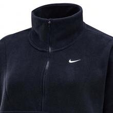 Nike Therma-FIT ONE 女款寬鬆保暖內裡半拉鍊套頭運動衫，刺繡品牌標誌，長袖半開襟 - 黑色 - 查看 7