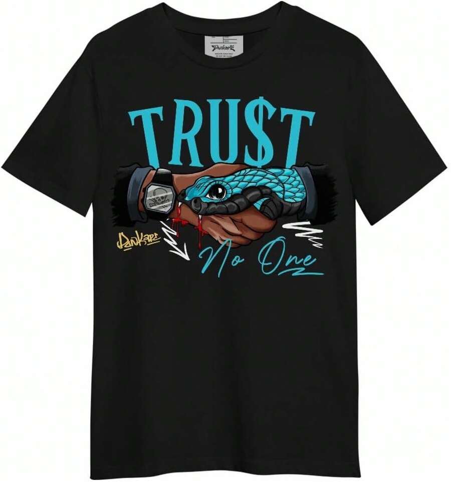 Camiseta Gráfica Dunkare Sneaker Match para Hombre y Mujer - Retro Gamma Blue 11s Streetwear | Unisex, corte regular, estilo vintage Y2K - Negro - No confíes en nadie Serpiente - Ver 1