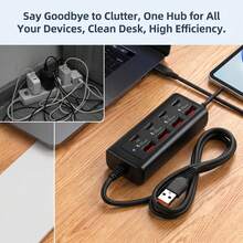 快速充電多口電源接條充電器 8 口集線器，配備 4 個 USB + 4 個 Type-C 接口 (25W 快速充電) 高速多口充電器適用於 5V USB 設備，適合電腦、筆記型電腦、平板電腦和其他設備，絕佳禮品套裝 - 查看 5