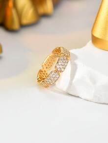 A Light Luxury Unique Hexagonal Full Set Zirconia Fashionable Couple's Ring For Women's Daily Valentine's Day Romantic Holiday Gift - Multicolor - View 14