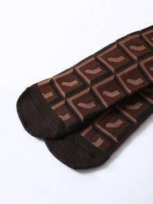 CREATOR SOCKS 1双趣味巧克力中筒黑色袜子,可爱新颖的食物造型巧克力创意礼盒设计,疯狂袜子,男女皆宜,可作为生日/派对/家庭日/婚礼/父亲节/毕业季/返校季/万圣节/圣诞节的惊喜礼物 - 黑色 - 查看 8