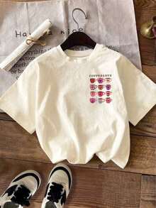 Women's Letter Print T-Shirts, Limited Time Offer, Women's Cotton T-Shirts, Commemorative T-Shirt, New Season Products, Women's T-Shirt, Short Sleeve Graphic T-Shirt, Casual Urban Style, Cute Summer Top RZVY - 白色 - 查看 7