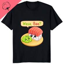Camiseta de algodón con estampado de dibujos animados Kawaii para hombre, ropa de calle Hipster, Hip Hop, ropa informal, camisetas suaves y cómodas, Sushi y Wasabi, gran oferta - forma - Ver 1