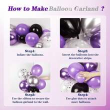 A Set Of 110 Purple And Black Balloon Arch Decorations, Including Silver Sequined Foil Metallic Purple Balloons, Perfect For Graduation Ceremonies, Weddings, Bachelor/Bachelorette Parties, And Birthday Parties. - View 3