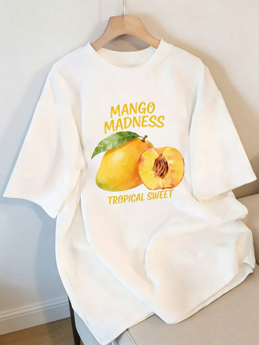 Women's Short-Sleeve T-Shirt With Vibrant Angus Print, Round Neck, Ideal For Daily Outfits, Tropical Gatherings Or Casual Wear, Perfect For Summer Adventures And Beach Days, Available In Various Sizes For All-Day Comfortable Wear, Everyday Wear For Sweet Girls Or Students, Cool And Sweat-Free Summer Clothes, Elegant Party Outfit, T-Shirt For Stylish Ladies, Blouses Suitable For Curvy Women - 白色 - 查看 1