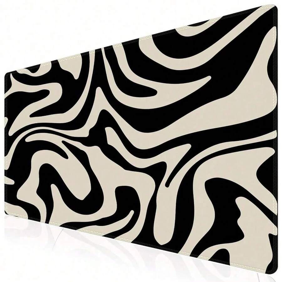 1pc XXL Large Desk Mat, Non-Slip Rubber Bottom Gaming Pad With Stitched Edges, Large Keyboard Mat Suitable For Work, Gaming, Office, Home, Zebra Black - Mouse Pad - View 1