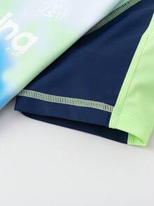 Balabala Set de 2 piezas de camiseta de protección solar y bañador para niños en verano - tinte verde - Ver 8