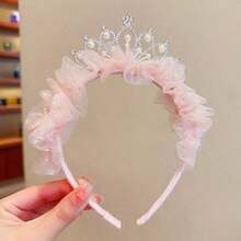 1件公主皇冠髮箍女童用，高端公主魅力珍珠流蘇髮飾髮夾，生日皇冠髮箍，拍照道具，派對髮箍，夏季髮帶 - 彩色 - 查看 13