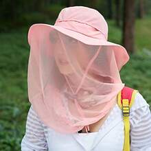 Mosquito Head Net Hat, Safari Sun Hat with Veil Mesh Protection from Insect - Rosado - Ver 6