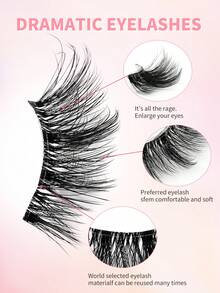 ENCHUW 8 Pairs False Eyelashes Fluffy Lashes With Clear Band Faux Mink Lashes Fake Eyelashes Curling Strip Lashes For Daily Wear - Black - View 3