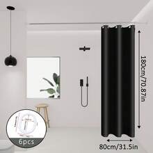 1 pieza Cortina de ducha impermeable de color negro sólido (material PEVA), divisor de baño de plástico, disponible en múltiples tamaños, accesorio de baño, impermeable y a prueba de humedad, lavable a máquina, adecuado para partición de baño/balcón, cortina de ducha, cortina de unicolor - Negro - Ver 14