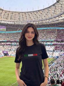 Playera de Fútbol Mujer México Bandera - Ropa para Aficionados al Fútbol Mexicano DILK - Negro - Ver 6