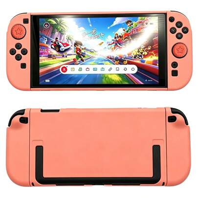 Serie Naranja - Adecuado para la consola de juegos Switch 2 Estuche protector antichoque con acabado mate Estuche protector dividido para consola portátil NS. El set incluye un juego de estuche protector + 2 tapas para joystick