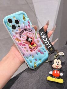 Disney Mickey Mouse Phone Case With Mickey Charm And Lanyard - Cute Mickey Protective Case With Confetti And Starry Background Design, Equipped With Delicate Mickey Decorative Lanyard And Beaded Bracelet For Easy Carrying, Compatible With IPhone 17, 16, 15, 14, 13, 12, 11 Pro Series, Ideal For Birthdays, Holidays, Anniversaries, Graduation Gifts, Or Any Special Occasion To Surprise Family, Friends, Classmates, And Loved Ones. - 白色 - 查看 6