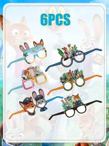 Disney English Description:This Zootopia Themed Paper Mask Set Contains Multiple Classic Character Patterns, Offering Rich Styling Options For Party Activities And Interactive Sessions. Made Of Premium Thickened Paper Material - Mask Glasses Set - View 6