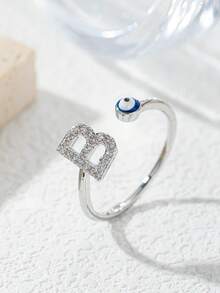 Elegant & Delicate Silver Letter A-Z Rings, Luxury Gift For Girlfriend, Party, Adjustable - Silver - View 9