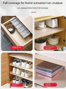 1 Roll Thick Transparent Polka Dot Pattern Anti-Fouling Anti-Slip Drawer Liner, Suitable For Kitchen Cabinet, Fridge, Easily Washable EVA Mat, Cuttable - White - View 6