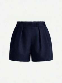 Pantalones cortos casuales de unicolor para mujer talla grande, versátiles para el verano - Multicolor - Ver 3