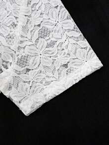 Chaqueta casual de verano para mujer, de unicolor, con parches de encaje en la parte delantera abierta, para ropa de fiesta de vacaciones - Blanco - Ver 5