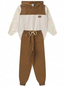 Boys' Winter Fleece Set With Hood, Pants And Jacket - Camel - View 9