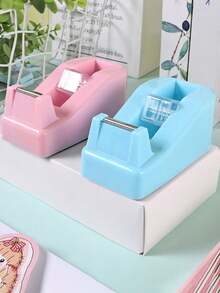 1pc Macaron Color Tape Cutter, Small Tape Dispenser Suitable For Students, Applicable For Office Supplies, Desktop Decor, School Supplies, Planning Supplies, Stationery, School Essentials - Multicolor - View 4