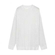 Spring And Summer Women's Knitted Bikini Beach Dress, Knitted Round-Neck Cover-Up With Hollow-Out Design - Grey - View 6