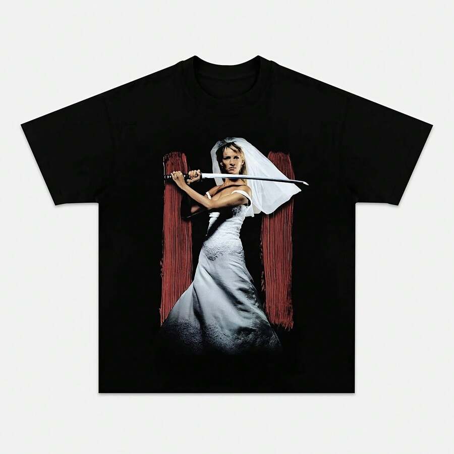 : The Bride Vintage Movie Graphic T-Shirt, Men's And Women's Cotton Casual Wear, Fan Top - 款式 - 查看 1