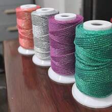 40m/Roll, Multicolor Shiny Metallic Yarn, Hollow Knitting Thread, 2mm Handmade Weaving Cord, Suitable For DIY Crochet Bags, Gift Box Packaging, Christmas Decorations, Crochet, Lace And Home Decor - Handicrafts And Holiday Items - 40 Meters Per Roll - View 6