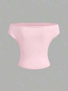 Set de 2 piezas Blusa con hombros descubiertos y volantes de unicolor, nueva ropa de verano versátil y combinable para mujeres - Multicolor - Ver 6