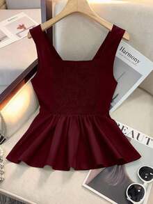 Camiseta sin mangas ajustada para mujer, adecuada para el trabajo, el viaje, las fiestas, la graduación y el uso diario - Burdeos - Ver 2