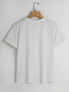 Elegante camiseta de manga corta con cuello redondo para mujer, hecha de fibra, lavable a máquina y fácil de cuidar, con estampados de letras casuales y un diseño de corazón rosa con la frase "Bride to Be", una nueva camiseta de verano 2026, adecuada para viajes y uso diario, camiseta de moda chic. - Blanco - Ver 2