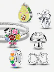 1 chiếc mặt dây chuyền hạt bạc sterling 925 lấp lánh hình bó hoa tốt nghiệp, phù hợp làm vòng tay DIY cho nữ - Hạt 1 - Xem 2
