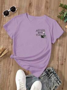 Camiseta oversize morada de verano para mujer con estampado de atardecer marino y texto bíblico Playera holgada de cuello redondo con diseño de paisaje de atardecer y cruz, estilo espiritual - YH524-Morado - Ver 2