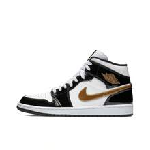 Nike Jordan Air Jordan 1 Mid Comfortable, Shock-Absorbing, And Slip-Resistant Mid-Top Retro Basketball Shoes, Unisex, Black And Gold, 2023 Edition - 852542-007 - Xem 9