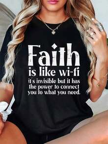 Playera 100% Algodón 'La Fe Es Como Wifi' Dios Jesús Religioso Cristiano para Hombres y Mujeres - Negro - Ver 5