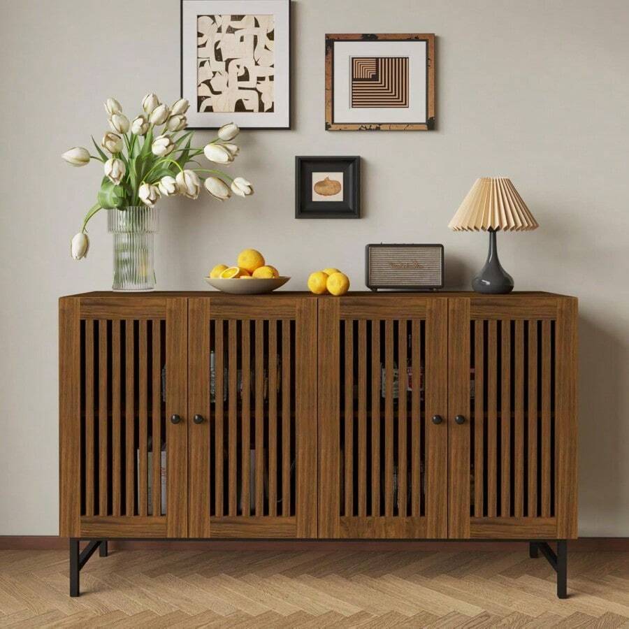 Buffet Storage Cabinet With 4 Doors,Kitchen Sideboard With Storage,Coffee Bar Cabinet For Kitchen,Living Room,Natural - 預設 - 查看 1