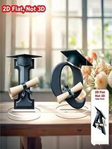 Flat 2D Design - Cute "Graduate" Letter Acrylic Ornament | Graduation Decor & Gift | Desktop Display | Home & Office Decoration | Gifts For Teachers & Classmates | Party Favors | Flat 2D Style - Multicolor - View 5