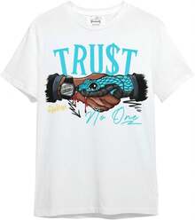 Camiseta Gráfica Dunkare Sneaker Match para Hombre y Mujer - Retro Gamma Blue 11s Streetwear |   Unisex, corte regular, estilo vintage Y2K - Blanco - No confíes en ninguna serpiente - Ver 8